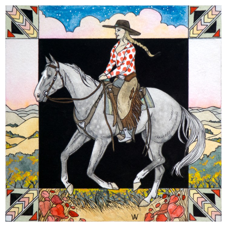 horse and girl watercolor